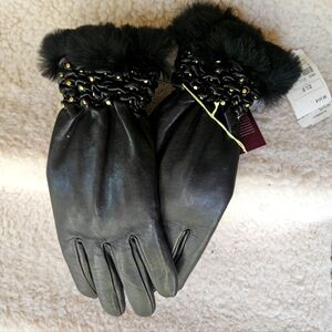 AGNELLE leather gloves black